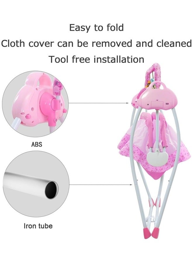 CCOVERY Electric Baby Crib Cradle,Foldable Baby Cradle Swing with Remote Control & Music, Foldable Baby Bassinet for 0-18 Months Newborn ,Pink - Image 4