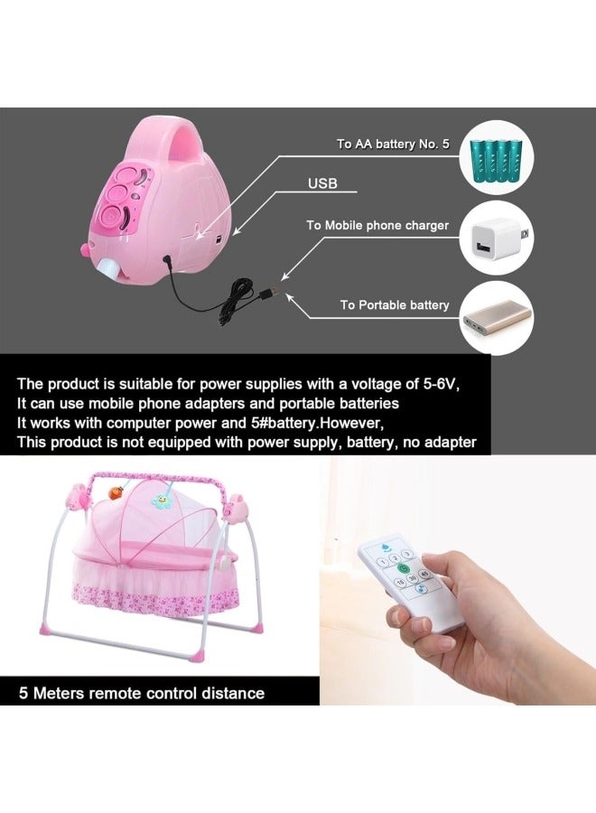 CCOVERY Electric Baby Crib Cradle,Foldable Baby Cradle Swing with Remote Control & Music, Foldable Baby Bassinet for 0-18 Months Newborn ,Pink - Image 3