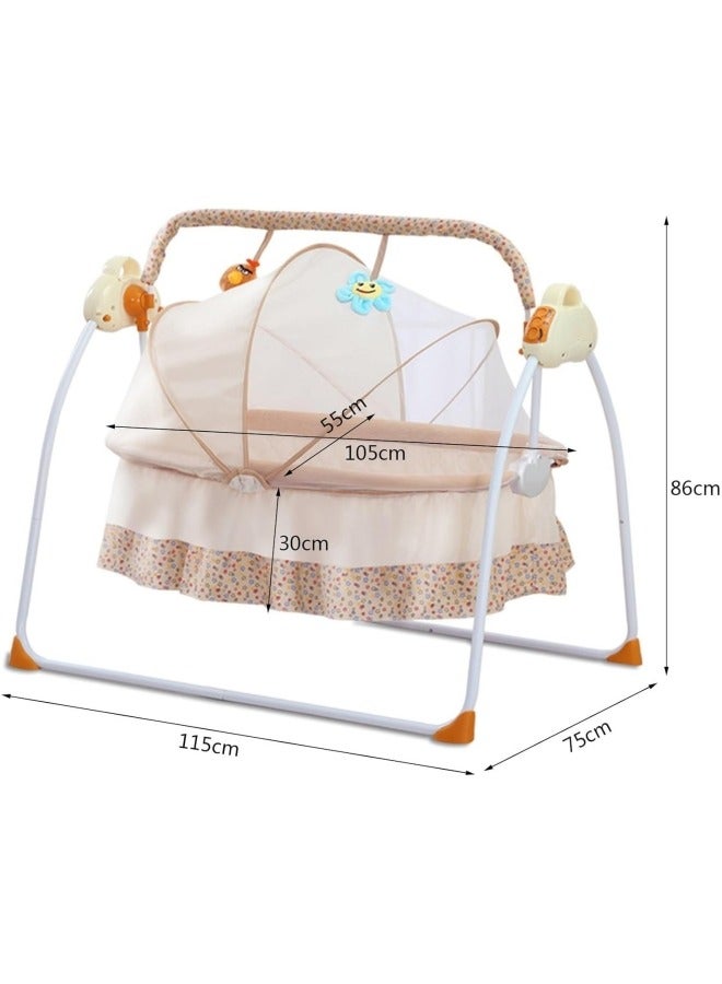 CCOVERY Electric Baby Crib Cradle,Foldable Baby Cradle Swing with Remote Control & Music, Foldable Baby Bassinet for 0-18 Months Newborn ,Pink - Image 5