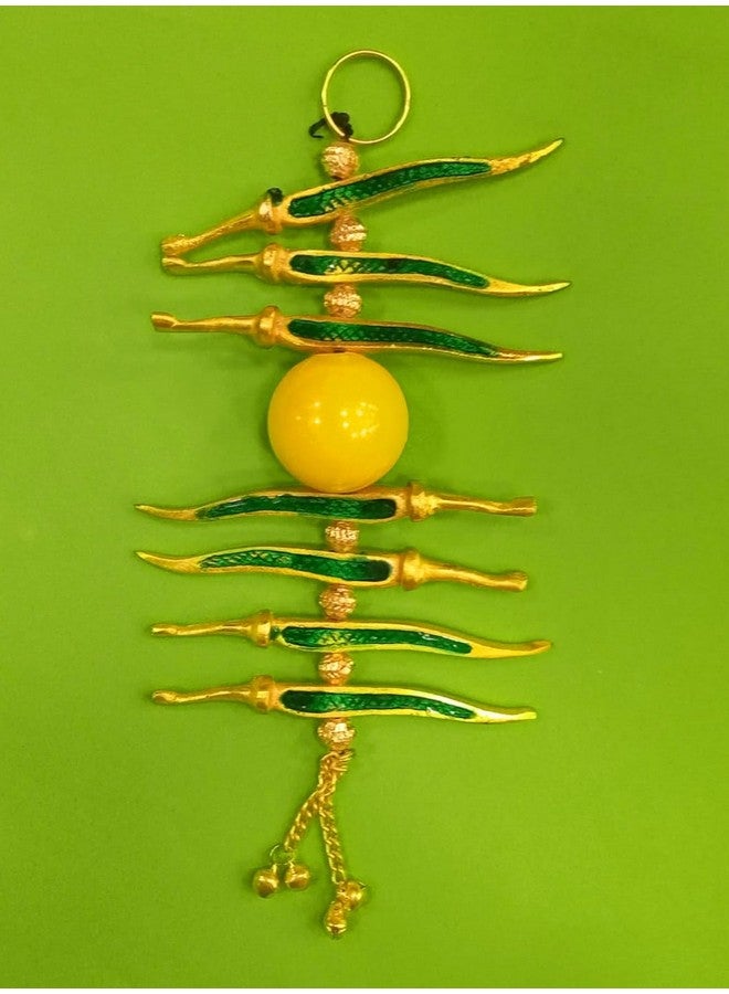 DT DECTONE Nimbu Mirchi Nazar Battu Wall Hanging for Home Decor, Living Room Décor, Evil Eye Protector Hanging, Good Luck Charm, Metallic Decorative Showpiece for Cars, Homes & Offices - Image 5