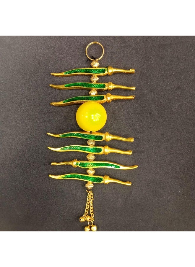 DT DECTONE Nimbu Mirchi Nazar Battu Wall Hanging for Home Decor, Living Room Décor, Evil Eye Protector Hanging, Good Luck Charm, Metallic Decorative Showpiece for Cars, Homes & Offices - Image 4