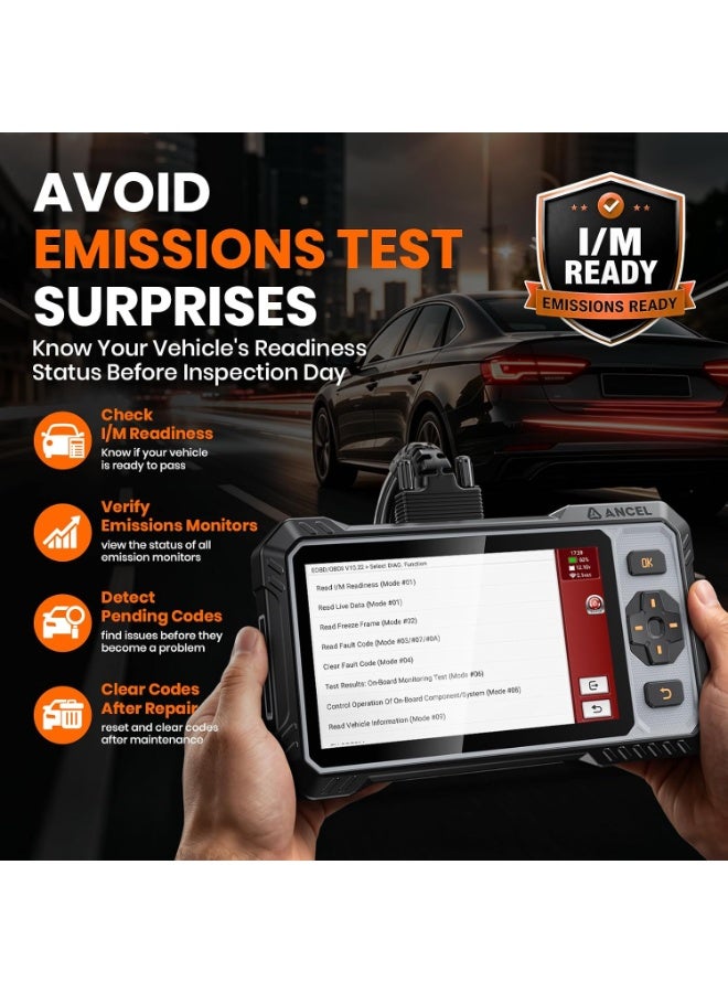 Ancel FX6100 Bidirectional Scan Tool, Full System OBD2 Diagnostic Scanner with 15+ Reset, Brake-pad/Battery/ABS/TPMS/Steering Angle/Injector Coding, CAN FD & FCA AutoAuth, Lifetime Free Updates - Image 4