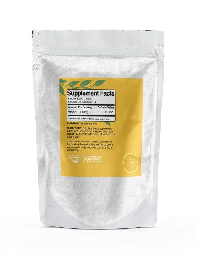 Unpretentious Vitamin C Powder Baker (3 oz) Ascorbic Acid, Resealable Bag - Image 1