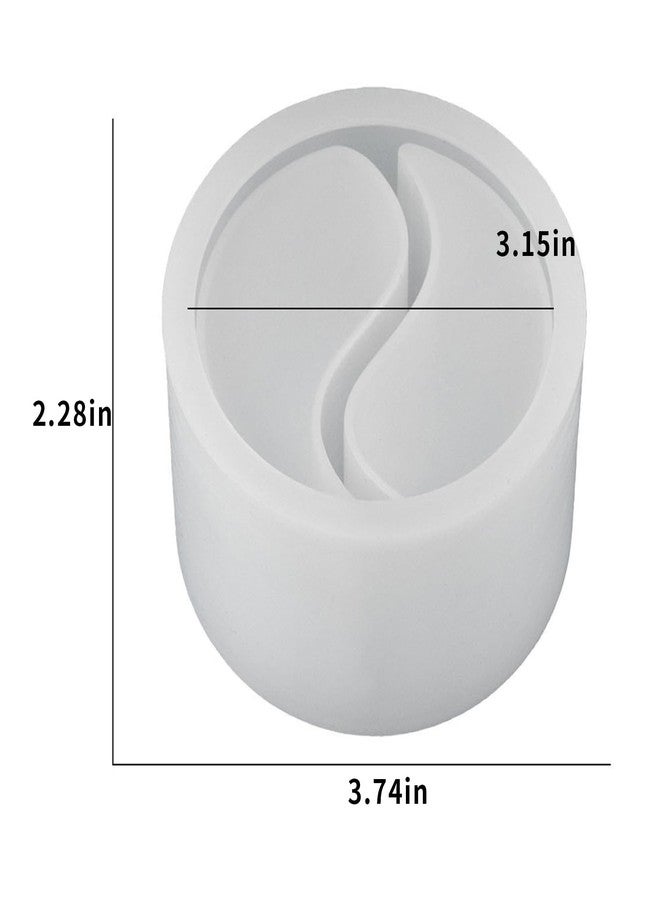 japleed Tai Chi Candle Holder Silicone Mold Yin Yang Candle Vessels Resin Concrete Cement Mold Unique Silicone Resin Jar Box Container Storage Mold DIY Jewelry Trinket Holder Succulent Pot Decoration - Image 2