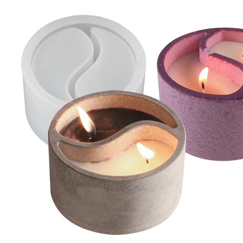 japleed Tai Chi Candle Holder Silicone Mold Yin Yang Candle Vessels Resin Concrete Cement Mold Unique Silicone Resin Jar Box Container Storage Mold DIY Jewelry Trinket Holder Succulent Pot Decoration - Image 1