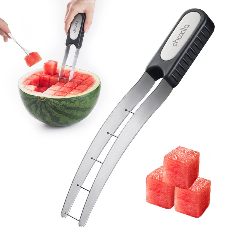 Choxila Good Grip Watermelon Cutter Slicer Stainless SteelCube Cutter Corer Fruit Vegetable Tools Knife Melon Baller for Kitchen Gadget