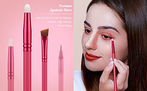 EIGSHOW Makeup Eye Brush Set Eyeshadow Eyeliner Blending Crease Kit 11 Essential Makeup Brushes Pencil Shader Tapered Definer Professional Eyebrow Lip Make Up Tools 11pcs Set AGATE RED - Image 3