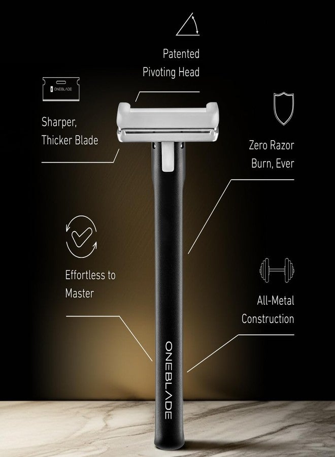 OneBlade ELEMENT Single-Blade Safety Razor, Classic Manual Shaving Razor, Black Aluminum - Image 2
