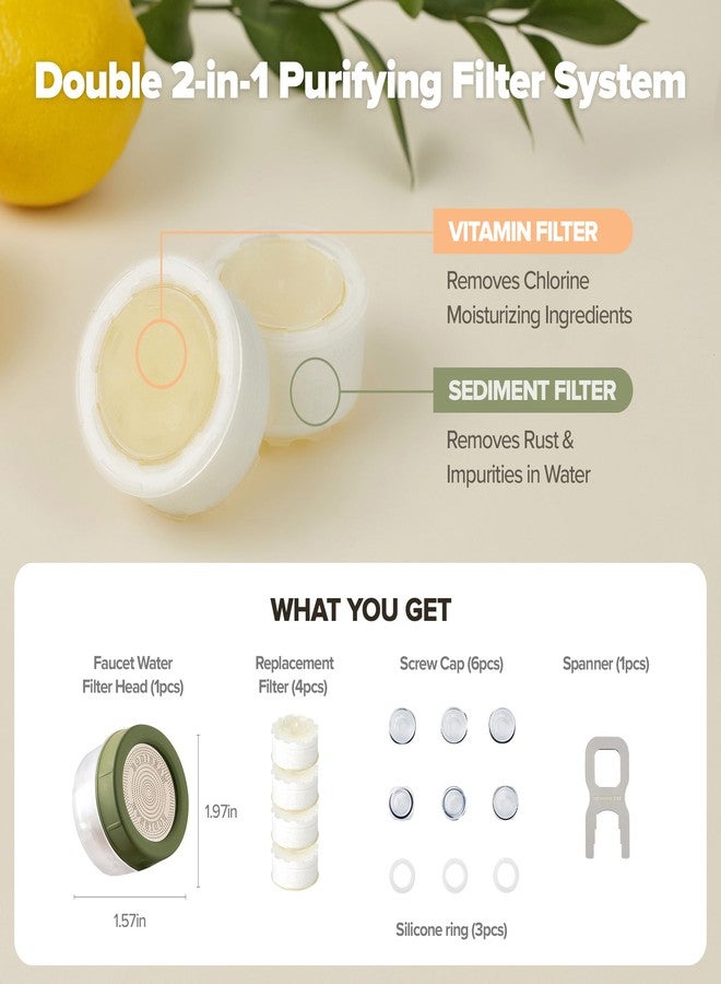 BODIBEAM [6 Months Set] Water Filter for Sink Faucet and Replacement Set, Sink Water Filter, Vitamin C Gel, NSF Certified - Removes Impurities, Chlorine and Rust - Skin Hydration, Made in Korea Olive Green - Image 3