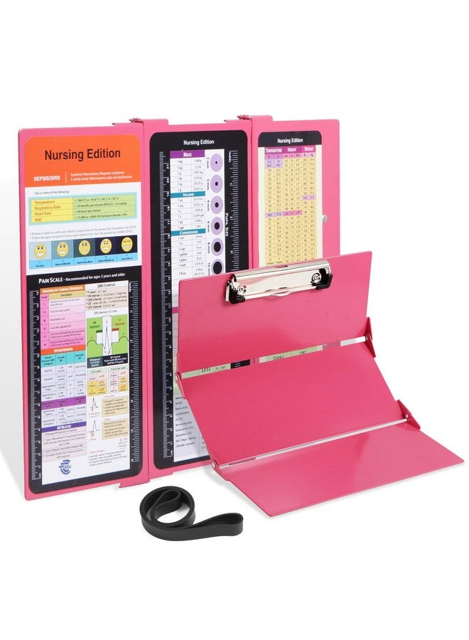 SC Printing World Nursing Clipboard with Nursing and Medical Edition Cheat Sheets 3 Layers Aluminum Foldable Nurse Clip Boards Notepad for Students, Nurses and Doctors (Pink) - Image 1