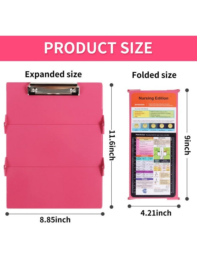 SC Printing World Nursing Clipboard with Nursing and Medical Edition Cheat Sheets 3 Layers Aluminum Foldable Nurse Clip Boards Notepad for Students, Nurses and Doctors (Pink) - Image 3