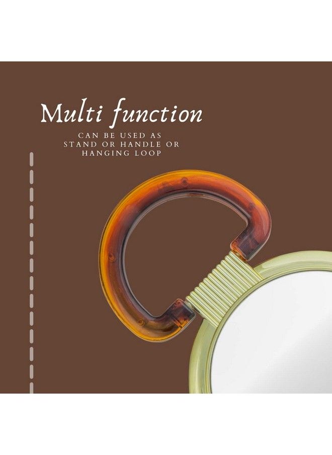 Scarlet Line Professional Series Small Size Round Double Sided Magnifying Makeup Purse Mirror With Handle For Men & Women 14.5 X 9 X 1 Cm  - Image 4