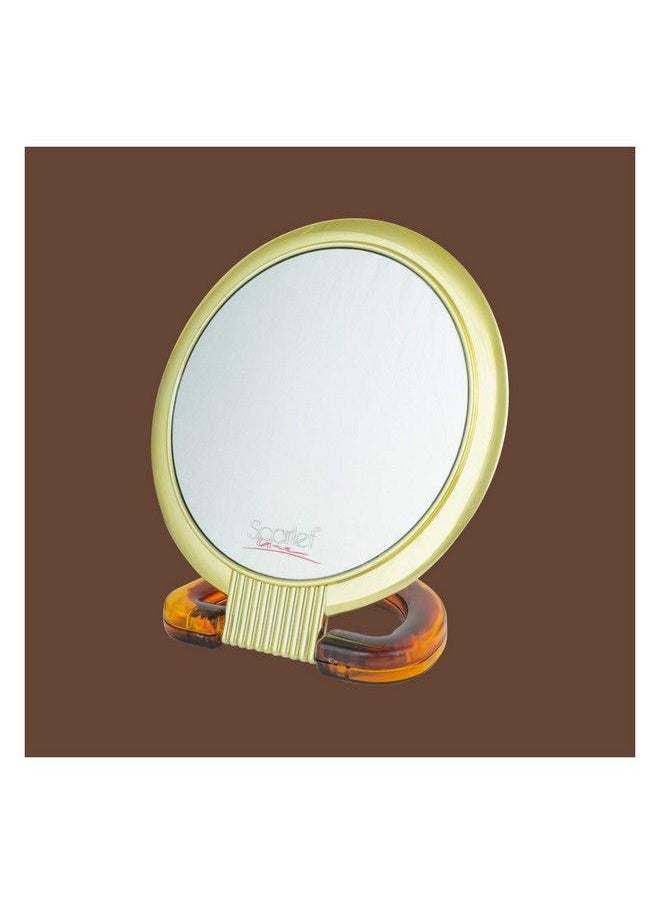 Scarlet Line Professional Series Small Size Round Double Sided Magnifying Makeup Purse Mirror With Handle For Men & Women 14.5 X 9 X 1 Cm  - Image 2