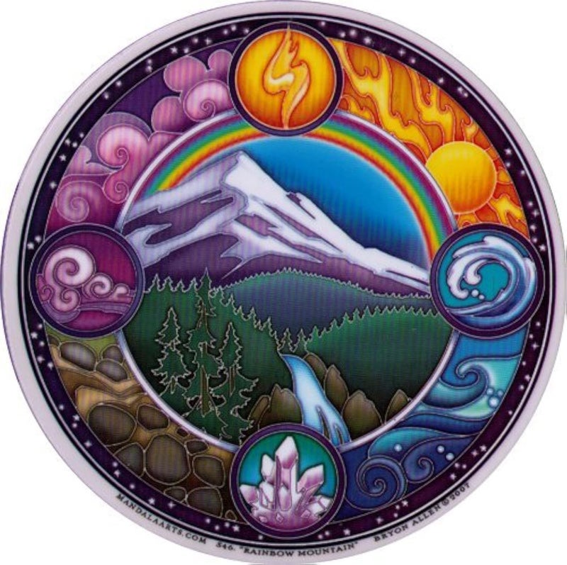 Mandala Arts Rainbow Mountain  Environmental Window Sticker  Decal  Mandala Arts Circular 45 Translucent 