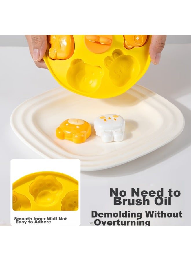 Cookss Baby Food Steamed Cake Mold, Infant Food-grade Silicone Box, Cat Paw-shaped, Heat-resistant, Baking, Steaming And Boiling Mold, Yellow - Image 2