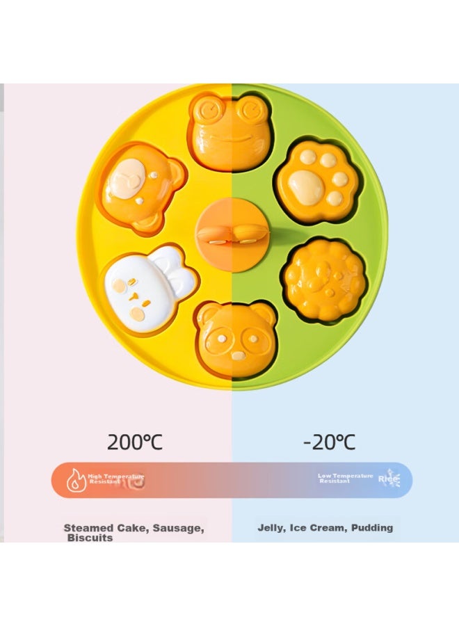 Cookss Baby Food Steamed Cake Mold, Infant Food-grade Silicone Box, Cat Paw-shaped, Heat-resistant, Baking, Steaming And Boiling Mold, Yellow - Image 3