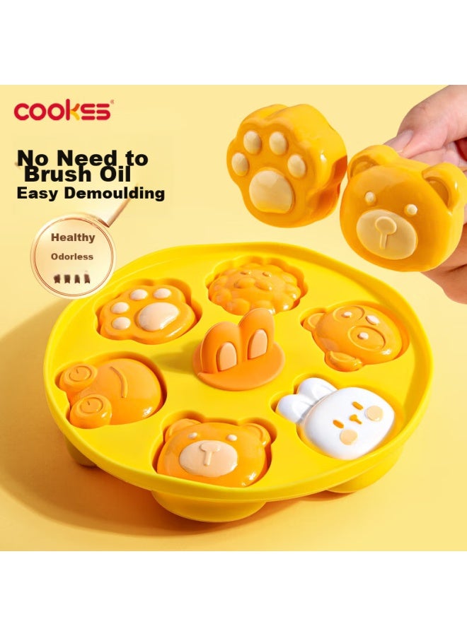 Cookss Baby Food Steamed Cake Mold, Infant Food-grade Silicone Box, Cat Paw-shaped, Heat-resistant, Baking, Steaming And Boiling Mold, Yellow - Image 1
