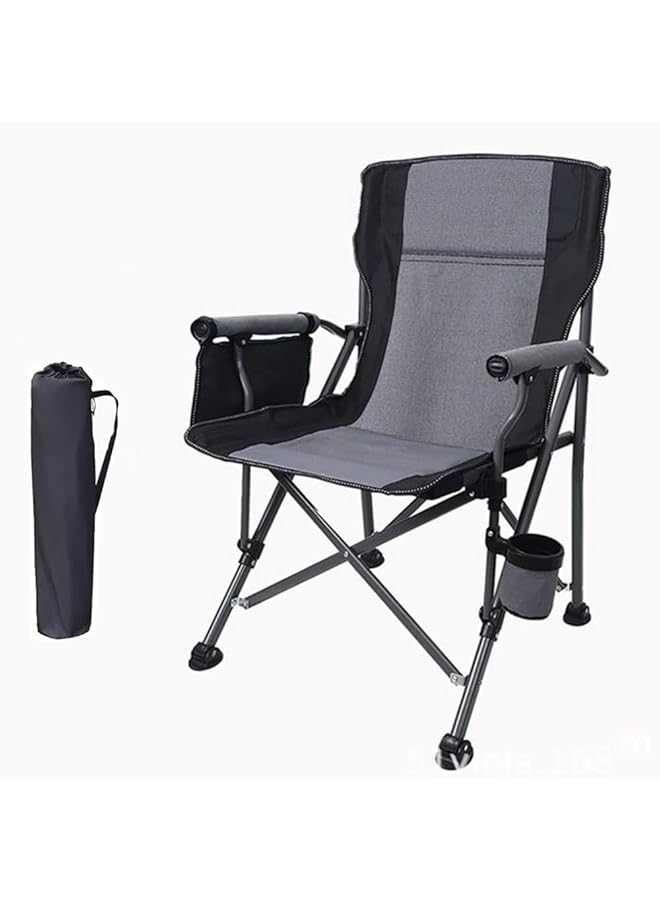 PROMASS Portable folding chair, outdoor camping chair, support 150kg, with side storage bag and cup holder, suitable for beach travel, camping, outdoor barbecue, garden, picnic - Image 1