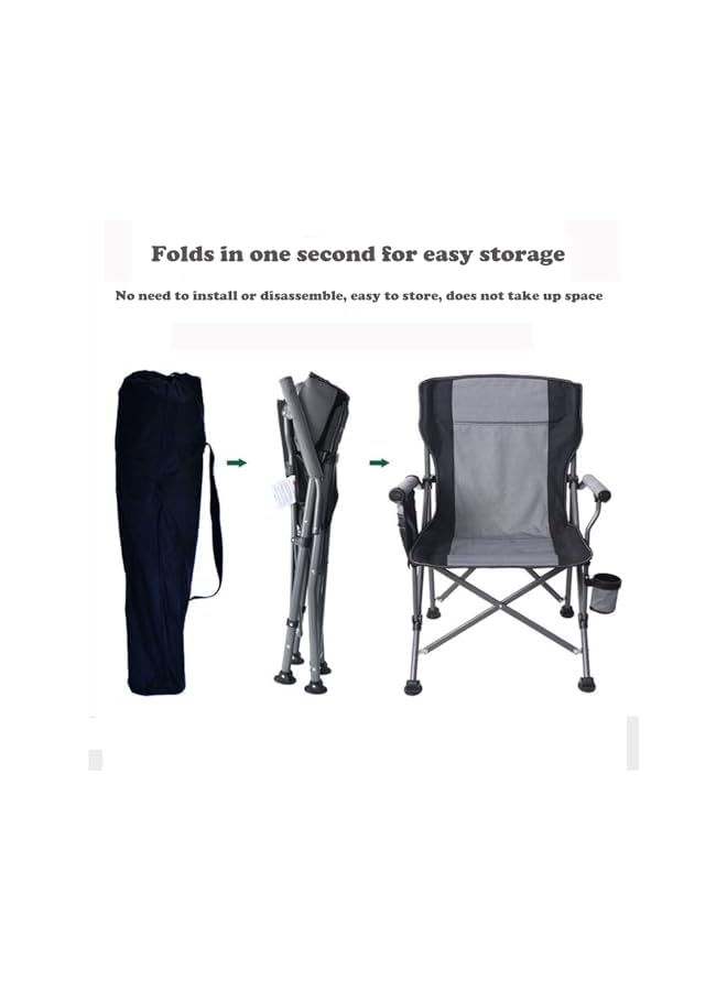 PROMASS Portable folding chair, outdoor camping chair, support 150kg, with side storage bag and cup holder, suitable for beach travel, camping, outdoor barbecue, garden, picnic - Image 3