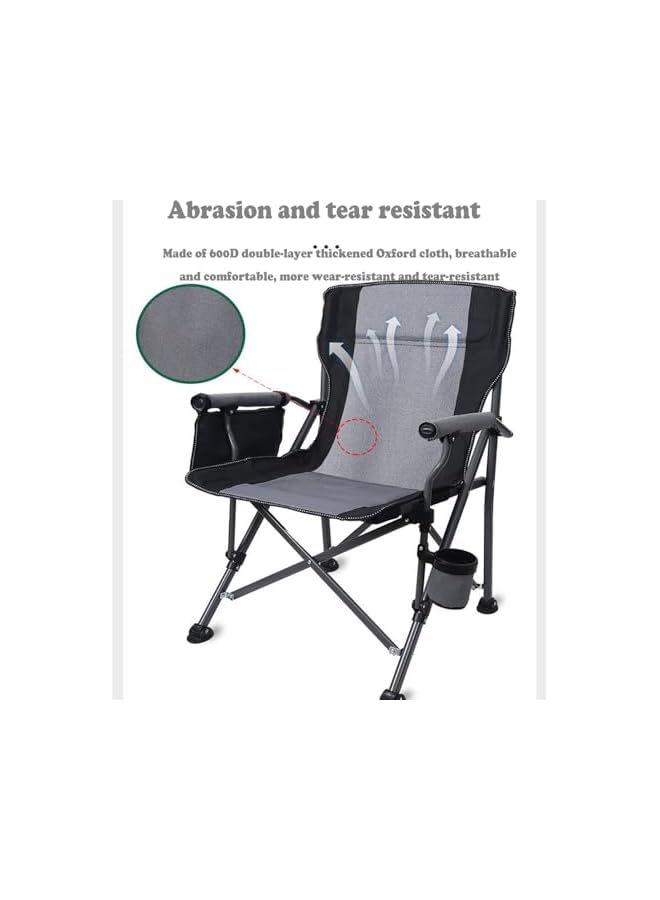 PROMASS Portable folding chair, outdoor camping chair, support 150kg, with side storage bag and cup holder, suitable for beach travel, camping, outdoor barbecue, garden, picnic - Image 5