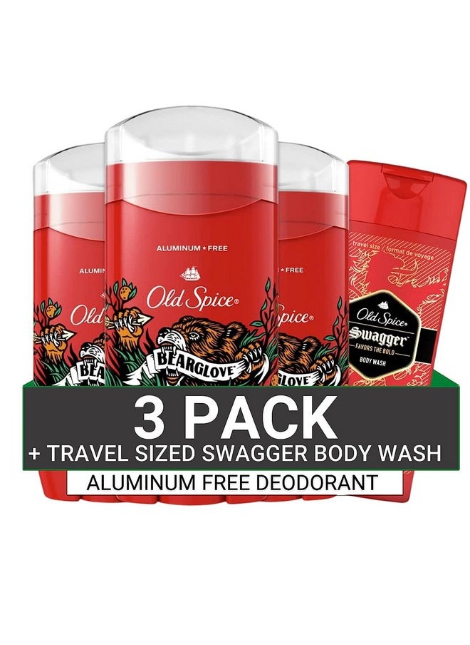 Old Spice - Ld Spice Aluminum Free Deodorant For Men Bearglove Scent 48 Hr. Protection 3.0 Oz Pack Of 3 With Travelsized Swagger Body Wash - Image 1