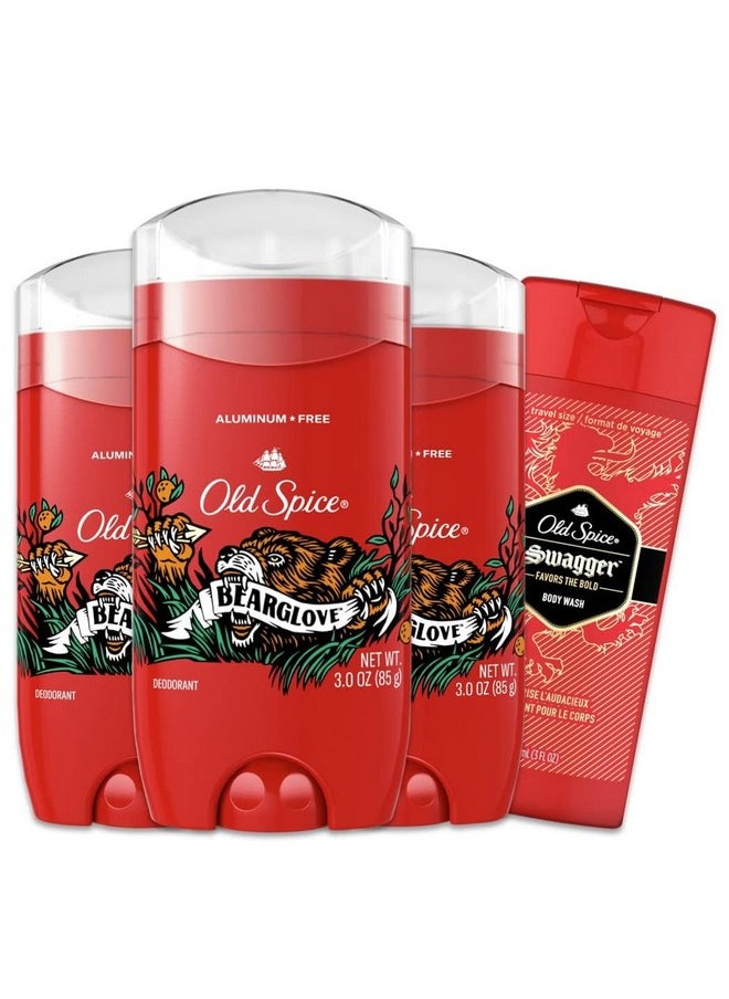 Old Spice - Ld Spice Aluminum Free Deodorant For Men Bearglove Scent 48 Hr. Protection 3.0 Oz Pack Of 3 With Travelsized Swagger Body Wash - Image 1