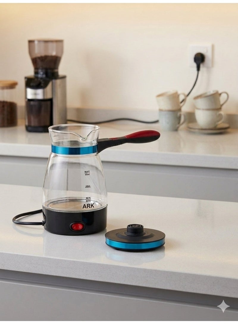 Ocean Power MA-1636 Electric Turkish Coffee Pot - 600W Glass Coffee Pot - 360° Rotating Base. Multi-colored. - Image 1