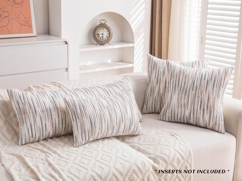 KOOLIFE Boho Long Lumbar Body Decorative Throw Pillow Covers 14x36 Inch Pack of 1 Grey Brown Striped Pillow Cover Chenille Accent Pillowcase Farmhouse Cushion Cover for Home Decor Bed Couch Sofa Bench - Image 2