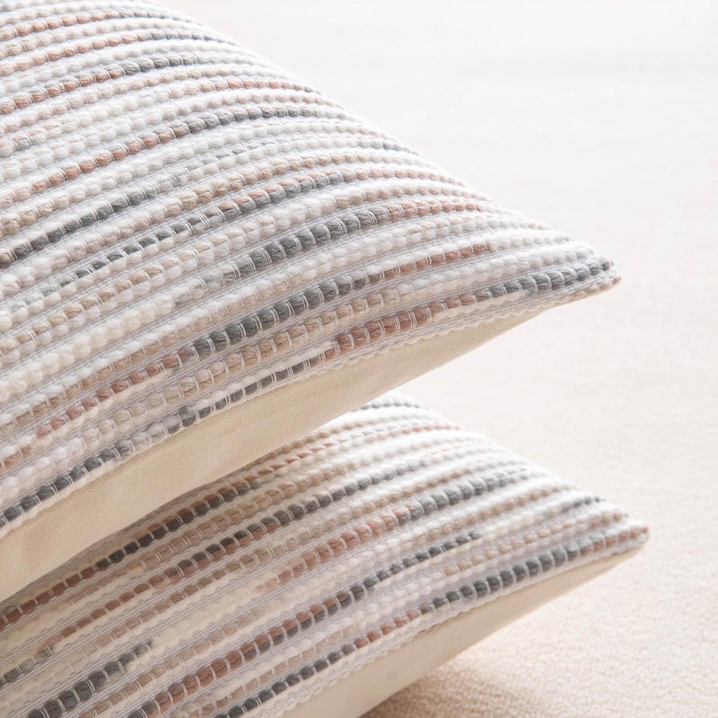 KOOLIFE Boho Long Lumbar Body Decorative Throw Pillow Covers 14x36 Inch Pack of 1 Grey Brown Striped Pillow Cover Chenille Accent Pillowcase Farmhouse Cushion Cover for Home Decor Bed Couch Sofa Bench - Image 4