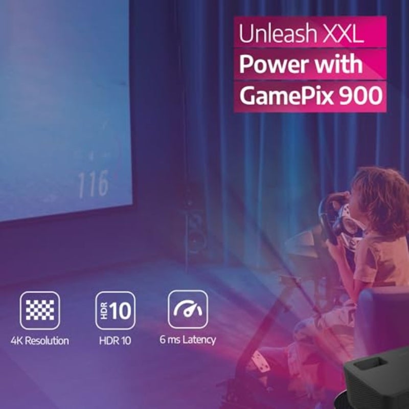 , GamePix 900, 4K projector, resolution 3840 x 2160 pixels, latency of 6 ms with refresh rate of 240 Hz, 1000 lumens, ANSI, WiFi 6, black. - Image 4