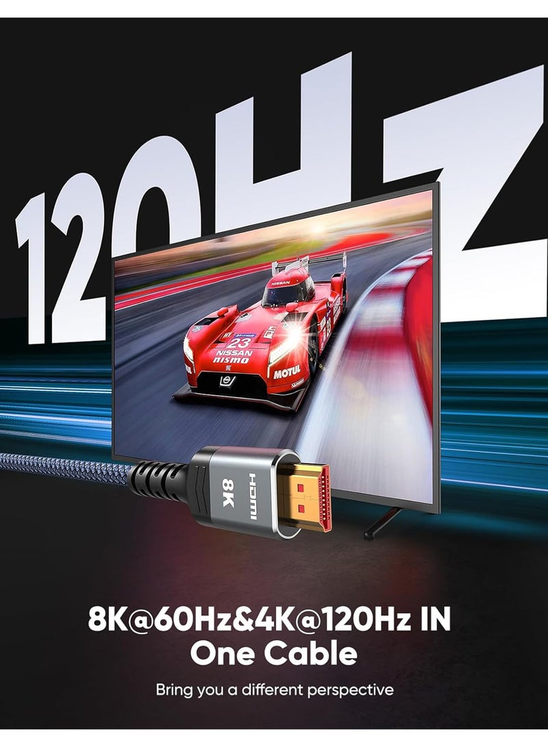 مي فازا كابل HDMI 8K 2.1 - يدعم 8K@60Hz، 4K@120Hz، 2K@240Hz، 1080P@240Hz، 48Gbps، 3D، HDR، HDCP، eARC، دولبي - كابل HDMI فائق السرعة للكمبيوتر المحمول، الكمبيوتر، الشاشة، العرضيات، التلفزيون، PS4، PS5، إكس باوكس، نينتندو سويتش، HDTV، كاميرا DSLR - Image 2