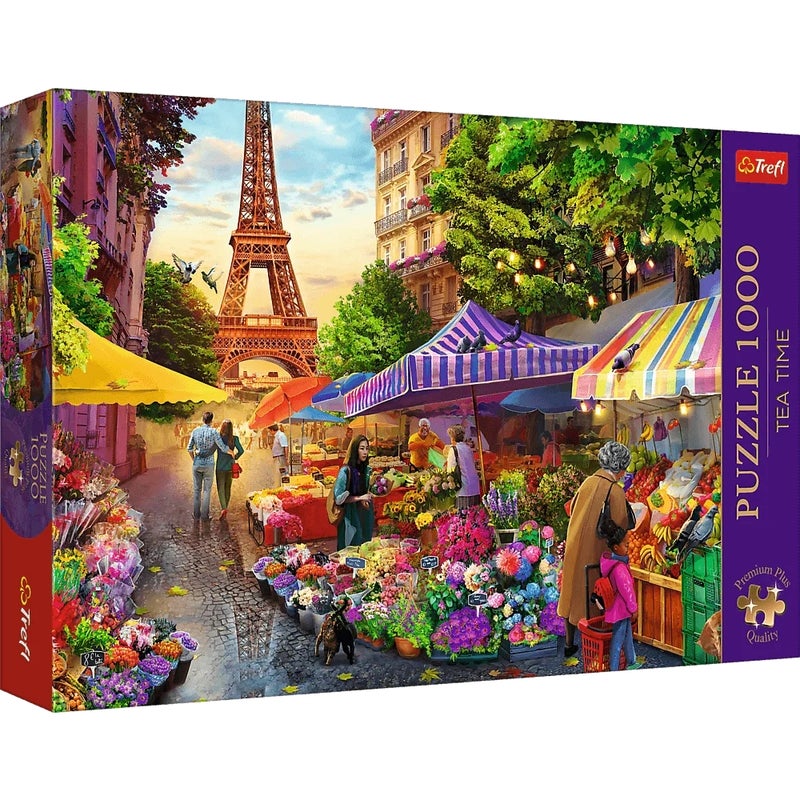 Trefl - Flower Market, Paris Tea Time Puzzle 1000 Pieces - 10799 - Image 1