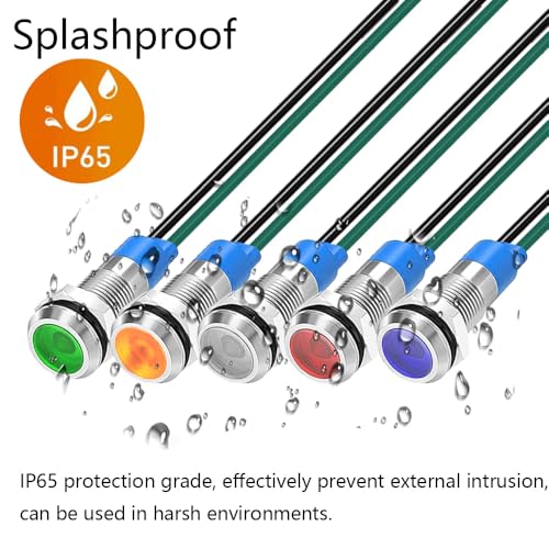 Gebildet مصباح مؤشر معدني LED مقاوم للماء 5 قطع 8 مم 3 فولت-4.5 فولت-5 فولت-6 فولت-7.5 فولت-9 فولت DC مع سلك (أحمر/برتقالي/أزرق/أخضر/أبيض) - Image 5
