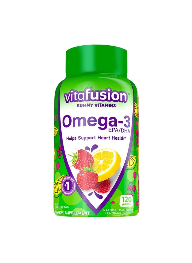 Vitafusion Omega3 Gummy Vitamins Berry Lemonade Flavored Heart Health Vitamins(1) With Omega 3 Epa/Dha And Vitamins A C D And E America’S Number 1 Gummy Vitamin Brand 60 Day Supply 120 Count  - Image 1