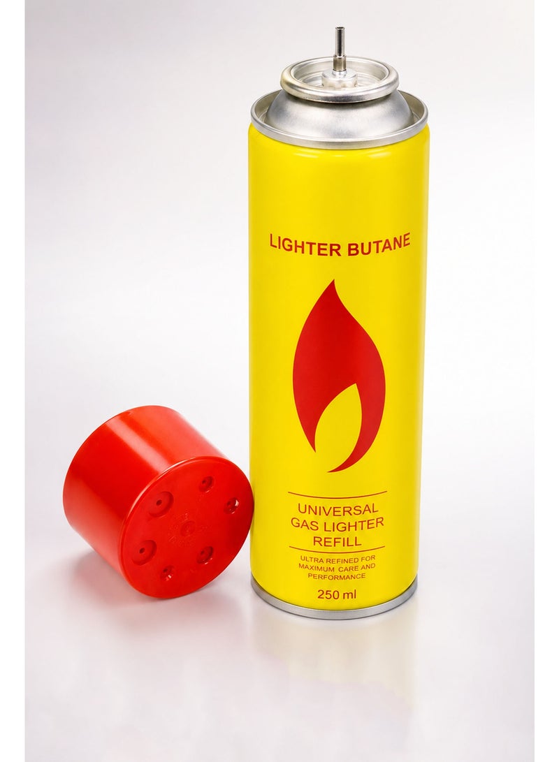 Ultra Purified Butane Gas Refill 250ml with 6 Nozzles, Universal Lighter Gas Refill for Lighters, Torch Lighters, Kitchen Torch & Camping Equipment - Image 4