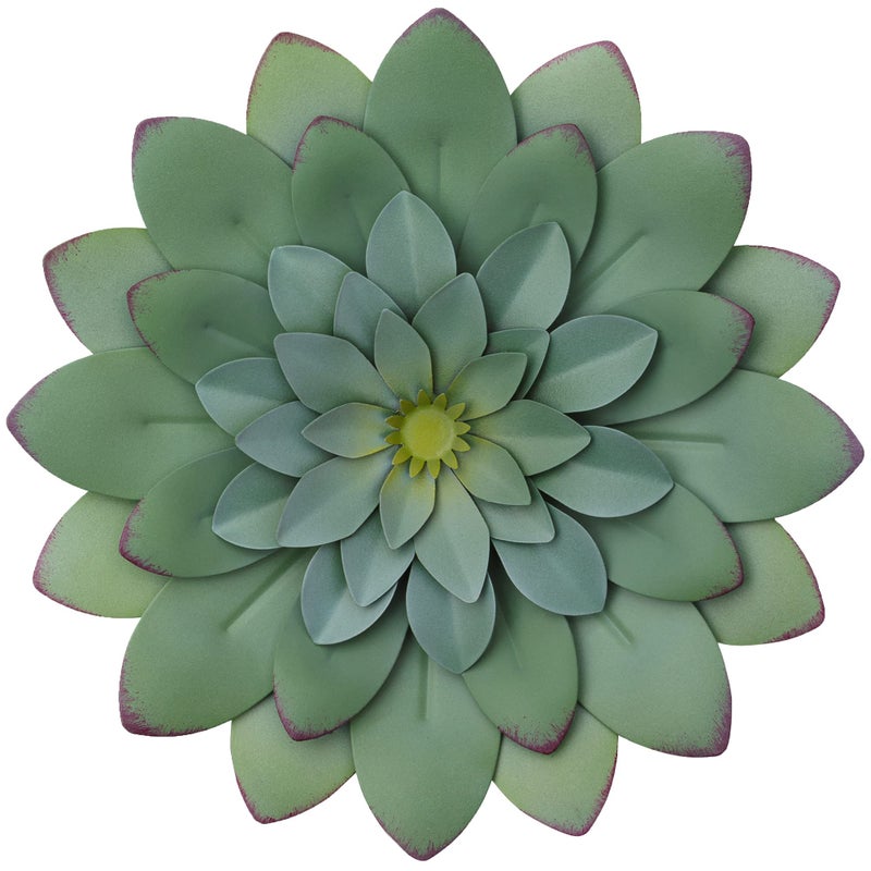 Everydecor Succulent Metal Flowers Wall Decor Green Hand Painted 3D Flower Art Decoration for Living Room Bedroom Kitchen Bathroom Floral Decor for Indoor Outdoor Use