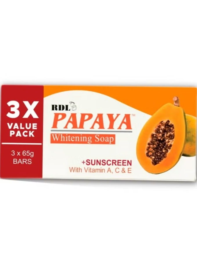 ار دي ال صابون تبييض البابايا + واقي من الشمس بفيتامينات أ، ج، هـ 65 جرام * 3 قطع