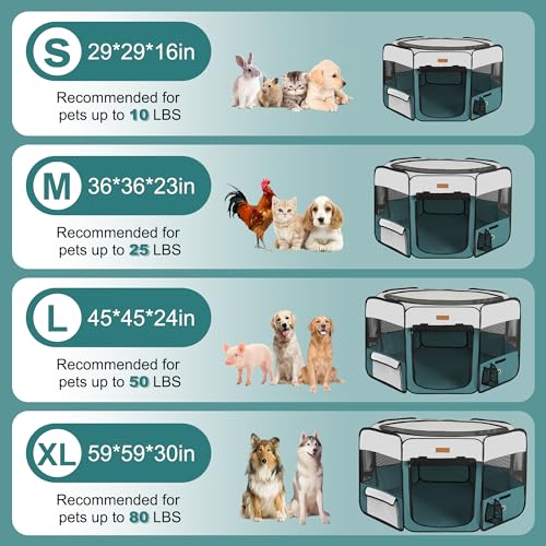 Akinerri Dog Playpen, Portable Pet Play Pen for Cat, Puppies, Rabbits, Chickens, Foldable Large-Capacity Pet Tent for Indoor/Outdoor Travel Camping Blue - Image 5