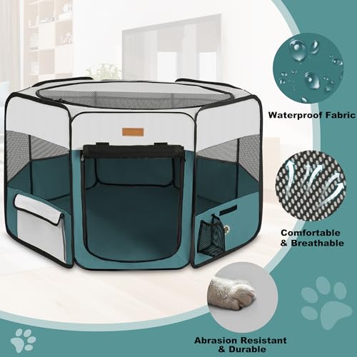 Akinerri Dog Playpen, Portable Pet Play Pen for Cat, Puppies, Rabbits, Chickens, Foldable Large-Capacity Pet Tent for Indoor/Outdoor Travel Camping Blue - Image 3