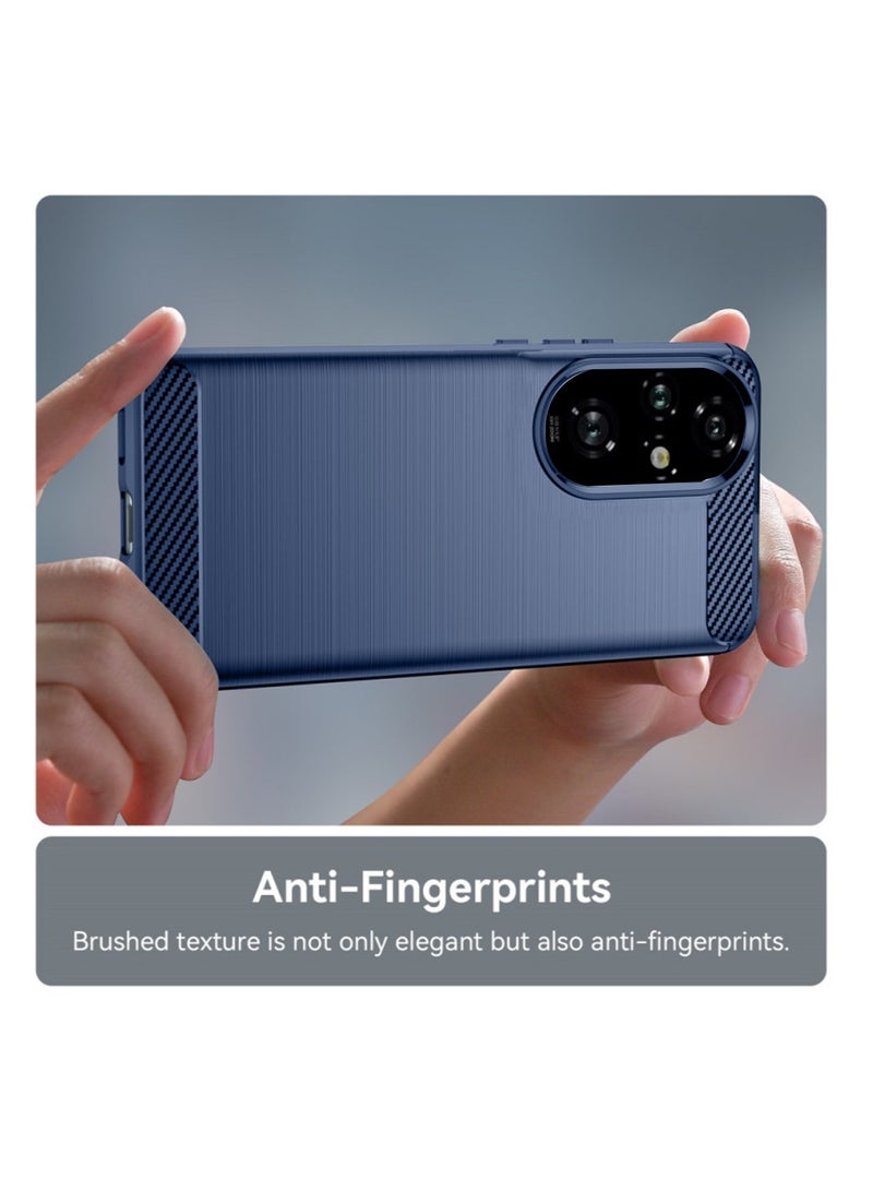 Wtech Soft Silicone Brushed Texture Protective Case Cover For Honor 200 5G 2024 Navy Blue - Image 3