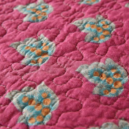 YASMENG 100% Cotton Boho Quilt Set Full Queen Size Gorgeous Paisley Floral Patterned Quilt Bedspread 98"x90" Bohemian Vibrant Exotic Ethnic Mandala Coverlet Bedding Set 3 Pieces for All Seasons - Image 5