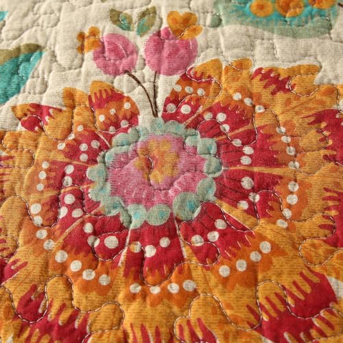 YASMENG 100% Cotton Boho Quilt Set Full Queen Size Gorgeous Paisley Floral Patterned Quilt Bedspread 98"x90" Bohemian Vibrant Exotic Ethnic Mandala Coverlet Bedding Set 3 Pieces for All Seasons - Image 4