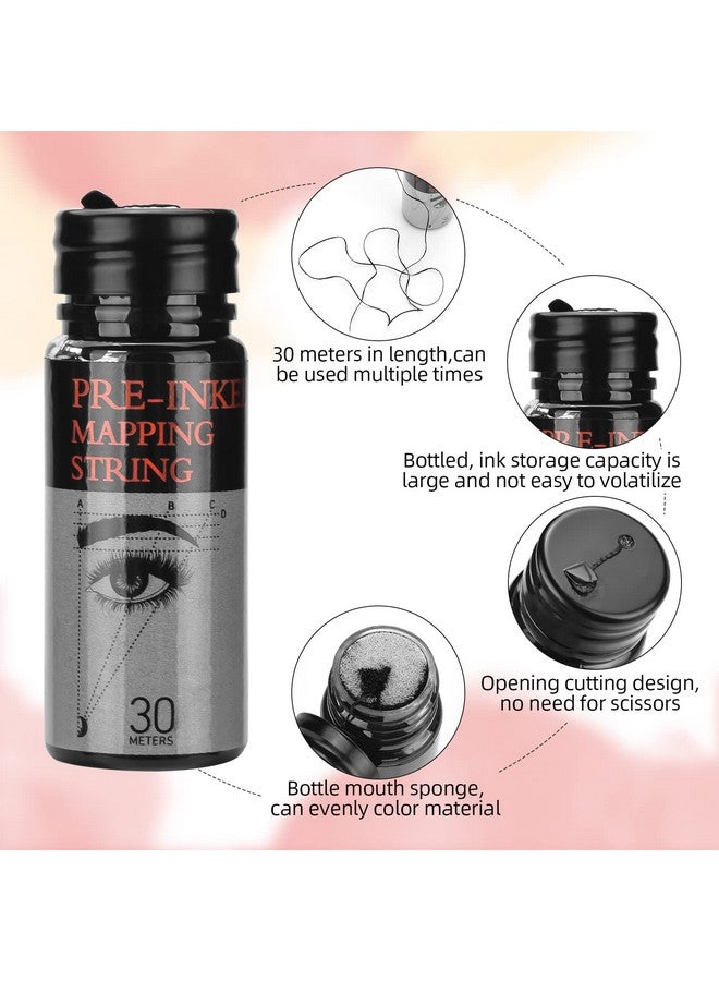 Eyebrow Mapping String 1 Bottle Preinked 30M(98Ft) Microblading String For Brow Marking Measuring String For Eyebrow Makeup (Black)
