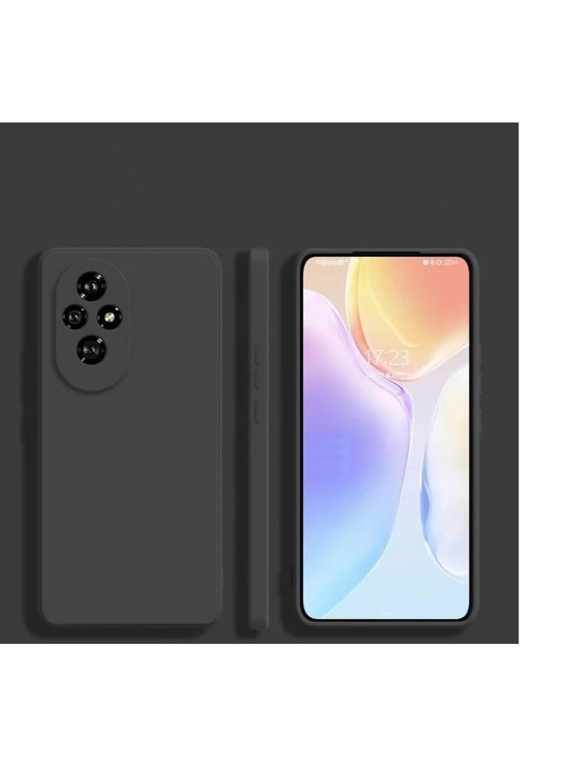 جراب لهاتف Honor 200 5G 2024، جراب مطاطي سائل ممتص للصدمات مع بطانة ناعمة من الألياف الدقيقة، جراب واقٍ رفيع صلب مقاوم للصدمات لهاتف Honor 200 5G (أسود)