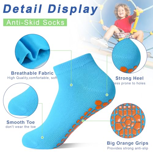 HYCLES Boys Girls Non-Slip Toddler Socks Grip Ankle Sticky Sock Anti-Skid Socks for Kids 6 Pairs for 6-9 Years Kids - Image 5