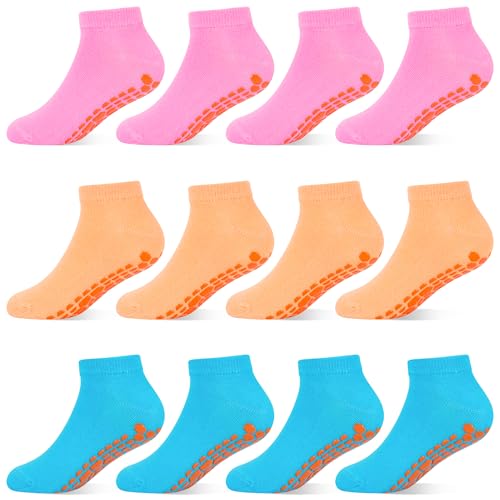 HYCLES Boys Girls Non-Slip Toddler Socks Grip Ankle Sticky Sock Anti-Skid Socks for Kids 6 Pairs for 6-9 Years Kids - Image 1