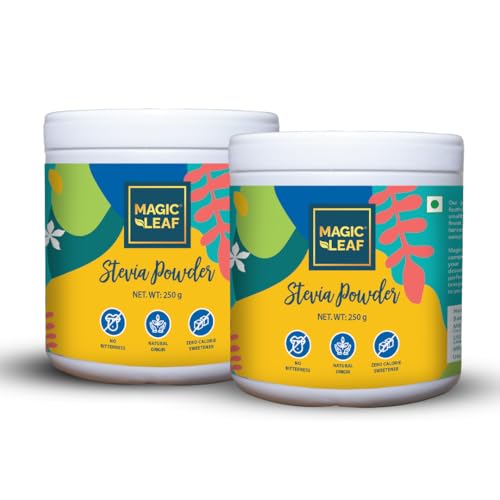 Magic Leaf Sugar Free Stevia Powder, 500 gms (Pack of 2, 250 gms Each), Natural Origin Sweetener, Zero Calorie for Health Management, 99.9% REB-A Purity, Diabetic Friendly Sugar Substitute - Image 1