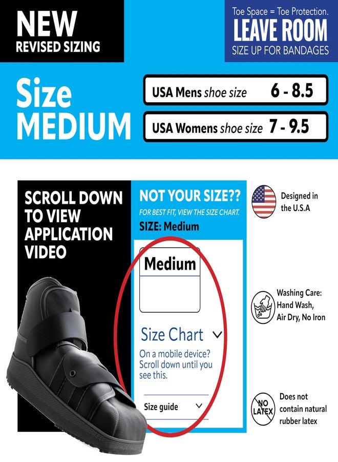 Braceapedia Post Op Shoe - Closed Toe Medical Walking Boot - Orthopedic Foot Brace for Broken Toe & Foot Injury Support - Lightweight Surgical Shoe for Men & Women, Black, Medium - Image 2
