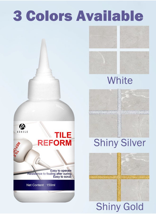 150ml Tile Grout Paint Filler Tube Grout Caulk Sealant Glue Sealer for Bathroom Shower Kitchen Ceramic Tile Repair Restore and Renew Tile Joints Line Gaps Replace Grout Pen