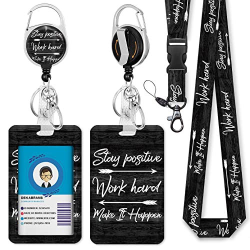 GIANCOMICS ID Badge Holder with Breakaway Lanyard, Inspirational Quote Lanyards for ID Badges Ajustable, Positive Retractable Badge Reel Heavy Duty, Teacher Nurse Work Office Gifts - Image 1